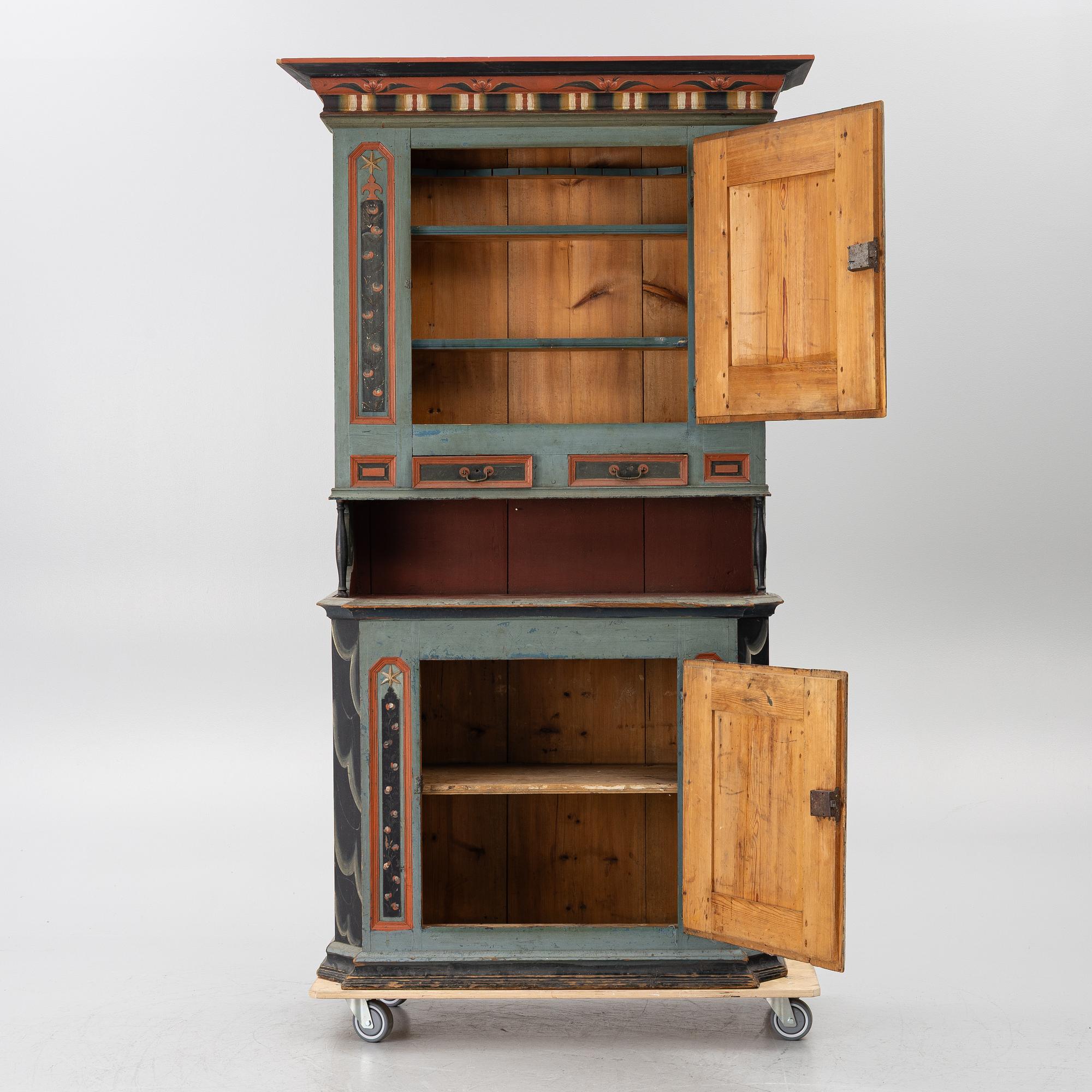 Corner cupboard, vernacular, Järvsö, circa 1800.