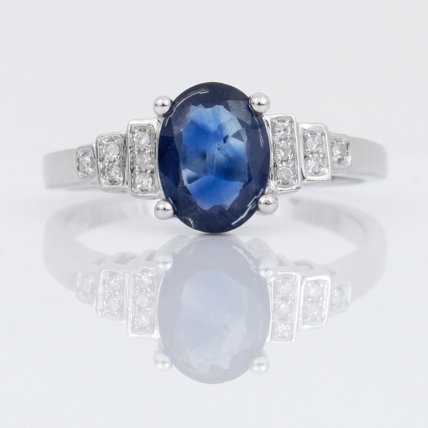 RING 14k vitguld, safir 1,65 ct och diamanter tot 0,10 ct.