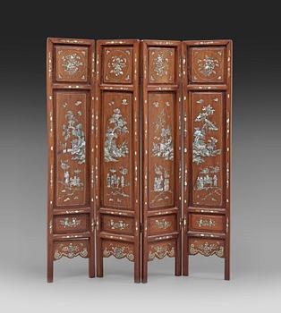 A four fold screen, Qing dynasty, 19th Century.