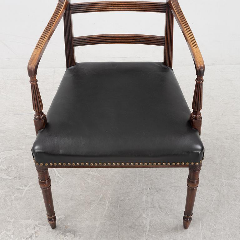 A Gustavian style writing desk and chair, 20th century.