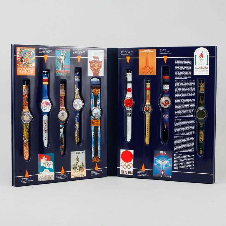 ARMBANDSUR, 9 st, "Swatch Historical Olympic Games Collection", Swatch, numrerad 4100/9999, 1995.