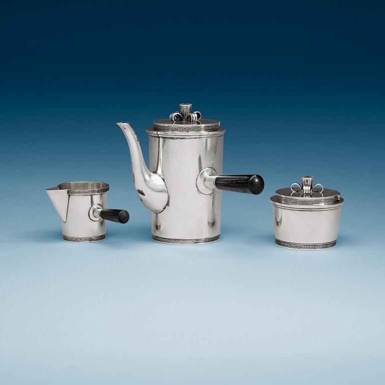 A C.F Carlman three pcs silver coffee service, Stockholm 1948.