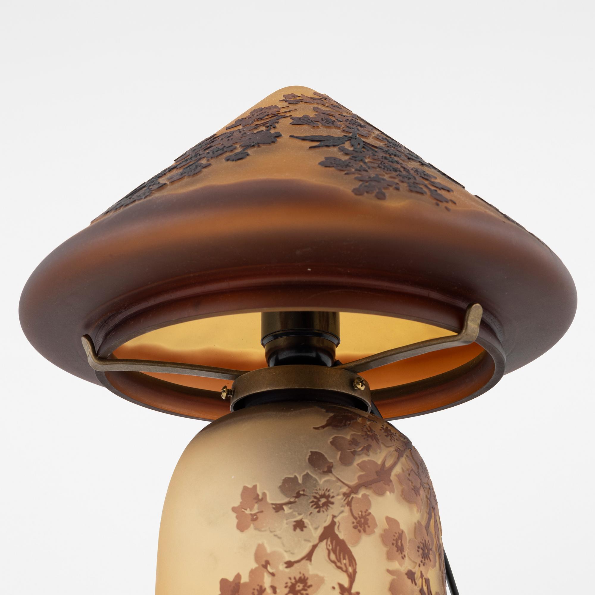 Verrerie Michel, bordslampa, jugendstil, 1900-talets mitt.