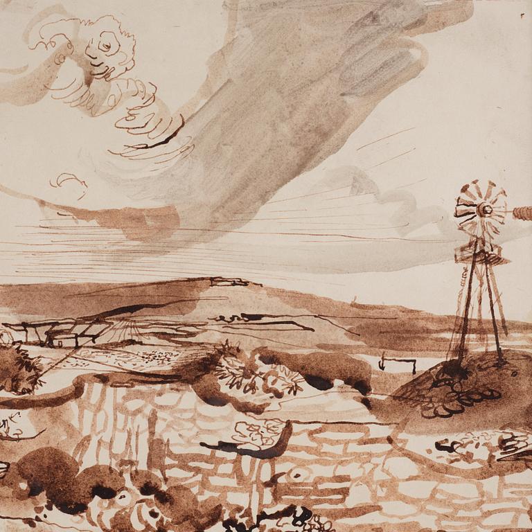 John Minton, Landscape with a waterpump.