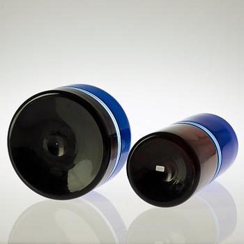 A Timo Sarpaneva cylindrical Venini vase and bowl, 'Tuuli' Venini, Italy 1990.