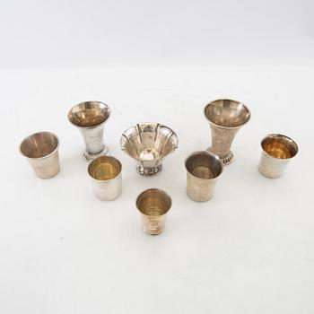 Pokaler/Bägare 8 st silver mestadels GAB 1900-talets första hälft.