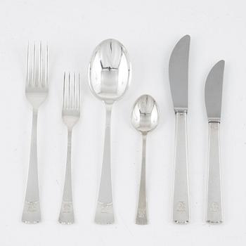 A Swedish silver cutlery set, model 'Diana', 36 pieces, marks of CG Hallberg and GAB, Stockholm 1950s and 60s.