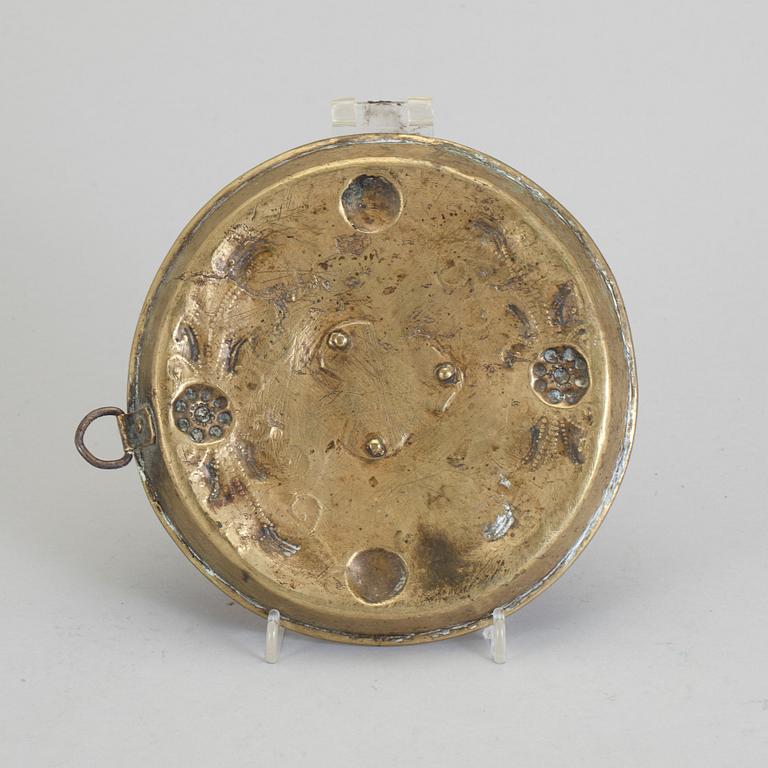 LJUSPLÅT, mässing, allmoge, 1700-tal.