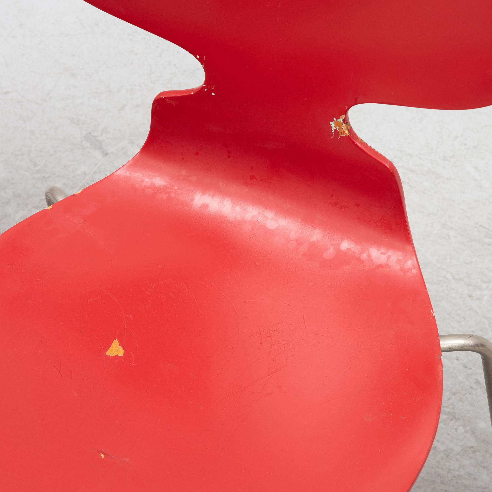 Arne Jacobsen, stolar, 6 st, "Myran", Fritz Hansen, Danmark.