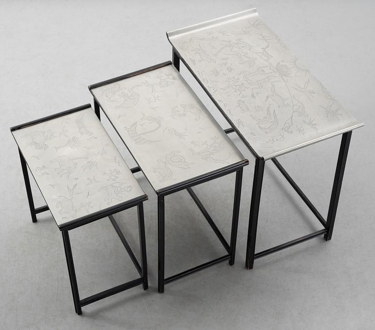 A Nils Fougstedt & Björn Trägårdh set of tables by Svenskt Tenn 1930.