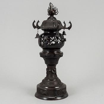 A 20th century Japanese bronze light holder pagoda.