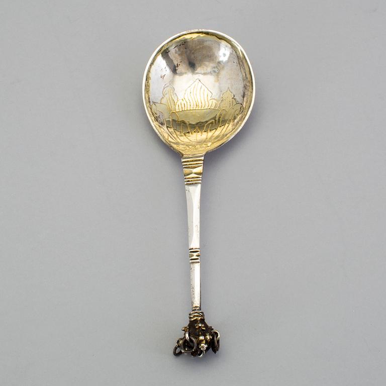 A Swedish 18th century parcel-gilt spoon, mark of Johan Wickman, Hudiksvall 1773.