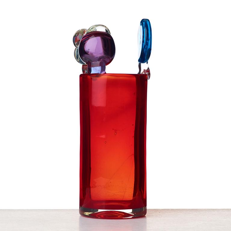 Oiva Toikka, a "Pompom" glass vase, Nuutajärvi Notsjö, Finland late 1960's.