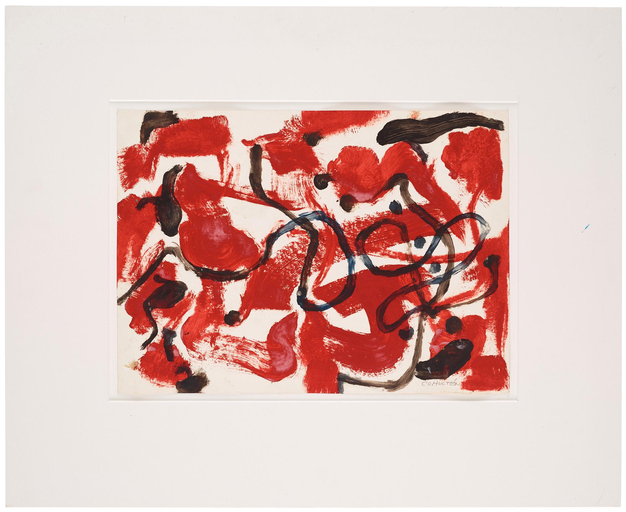 CO Hultén, gouache på papper, signerad och utförd på 1960-talet.