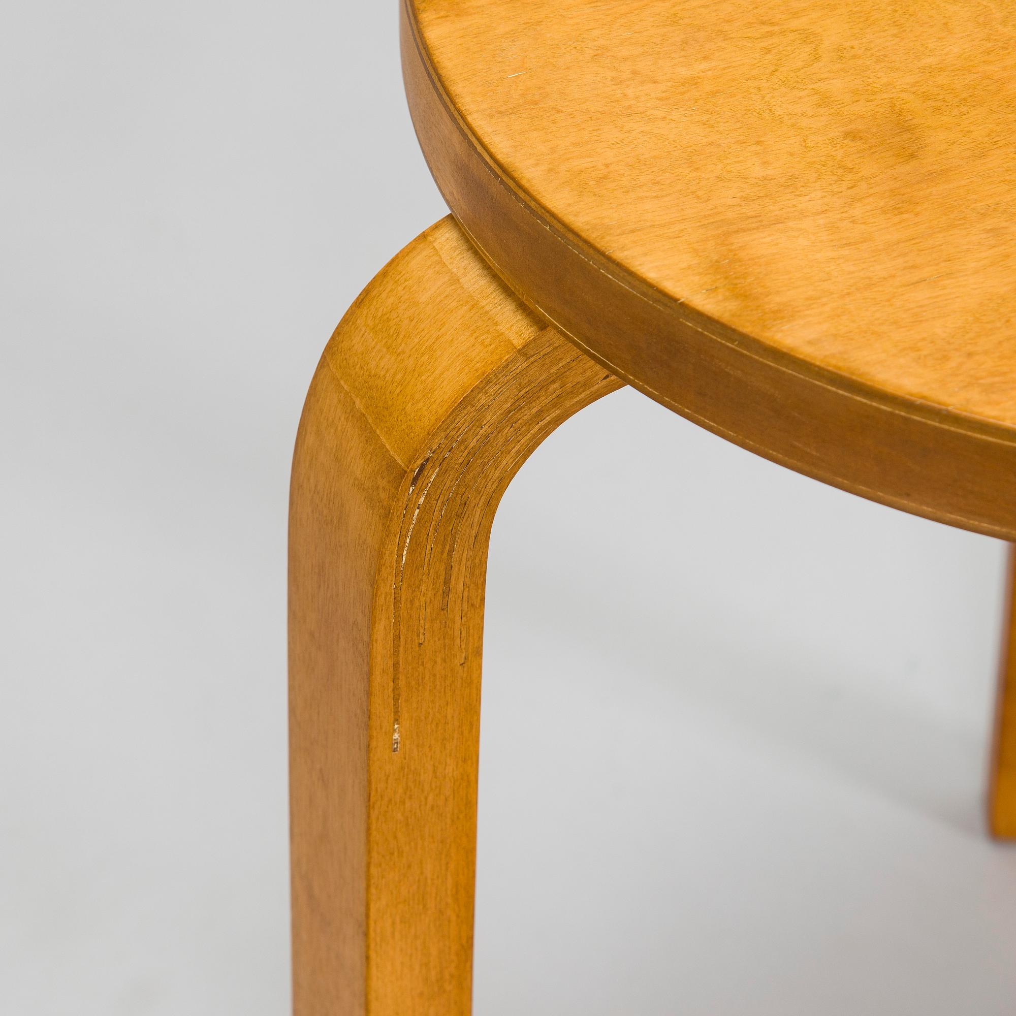 Alvar Aalto, a 1930s '60' stool for O.Y. Huonekalu- ja Rakennustyötehdas A.B.