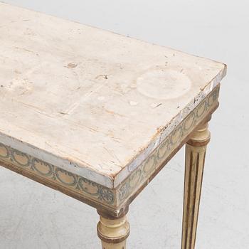 A late Gustavian white-painted and gilt console table, late 18th century.