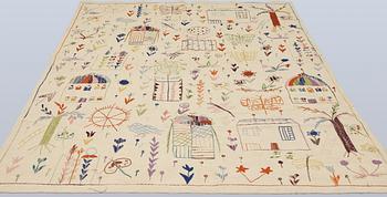 Matta, Kelim, handbroderad, ca 243 x 180 cm.