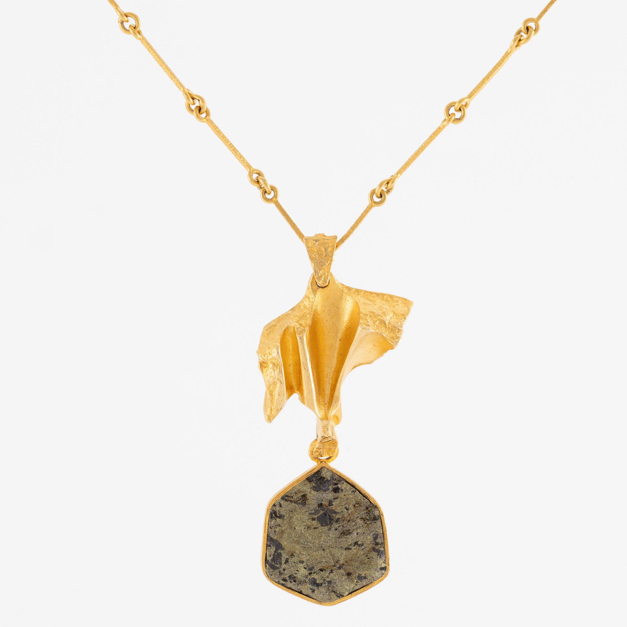 Björn Weckström, a necklace 18K gold with copper ore, for Lapponia, Finland 1976.