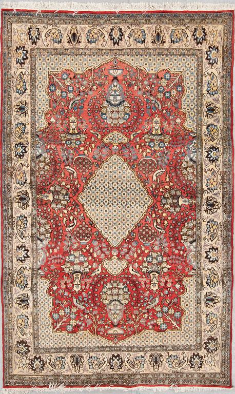 MATTA, old, Ghom, part silk, figural, ca 248 X 153 cm.