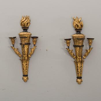 A PAIR OF WALL SCONCES, turn of the cebntury 1800..