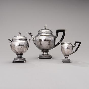 A three piece silver coffee set, Germany ca 1900.