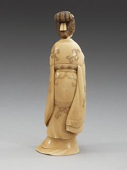 A Japanese Ivory figure of a lady, Meiji (1868-1912).