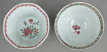 KOPPAR MED FAT, 2+2 st, porslin, Kina, 1700-tal.