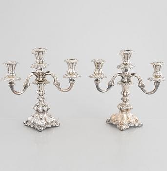 A Pair of Baroque Style Silver Candelabra, 20th Century.