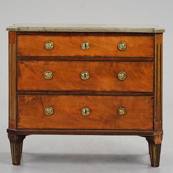 A late Gustavian mahogany commode by Erik Nyström (master in Stockholm 1773-88).