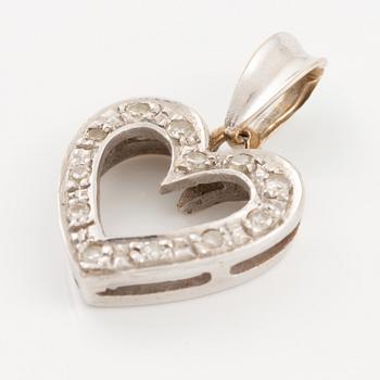 Pendant, in the shape of a heart, 18K white gold with octagonal-cut diamonds.