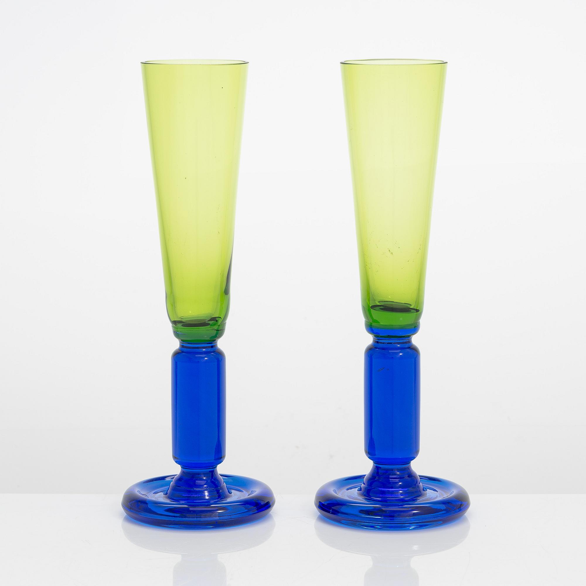 Nanny Still, two prototype 'Nocturno' goblets for Riihimäen Lasitehdas Oy. Designed 1975.