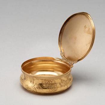 Dosa, ostämplad, guld 18K och agat, 1700-tal. Rokoko.