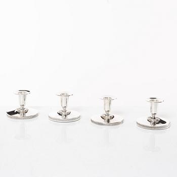 Ljusstakar, 4 st, silver, K&EC, Göteborg 1958-62.