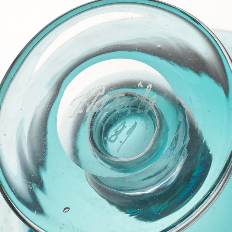 KARAFF och SKÅL, glas, signerade, sannolikt Pekka Paunila, -89 och -90.