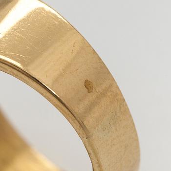 Ring, briljantslipad diamant, fasettslipade rubiner, opaler, pärla, 18K guld.