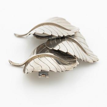 Stigbert, brooch in the form of a leaf, silver, Stockholm 1948.