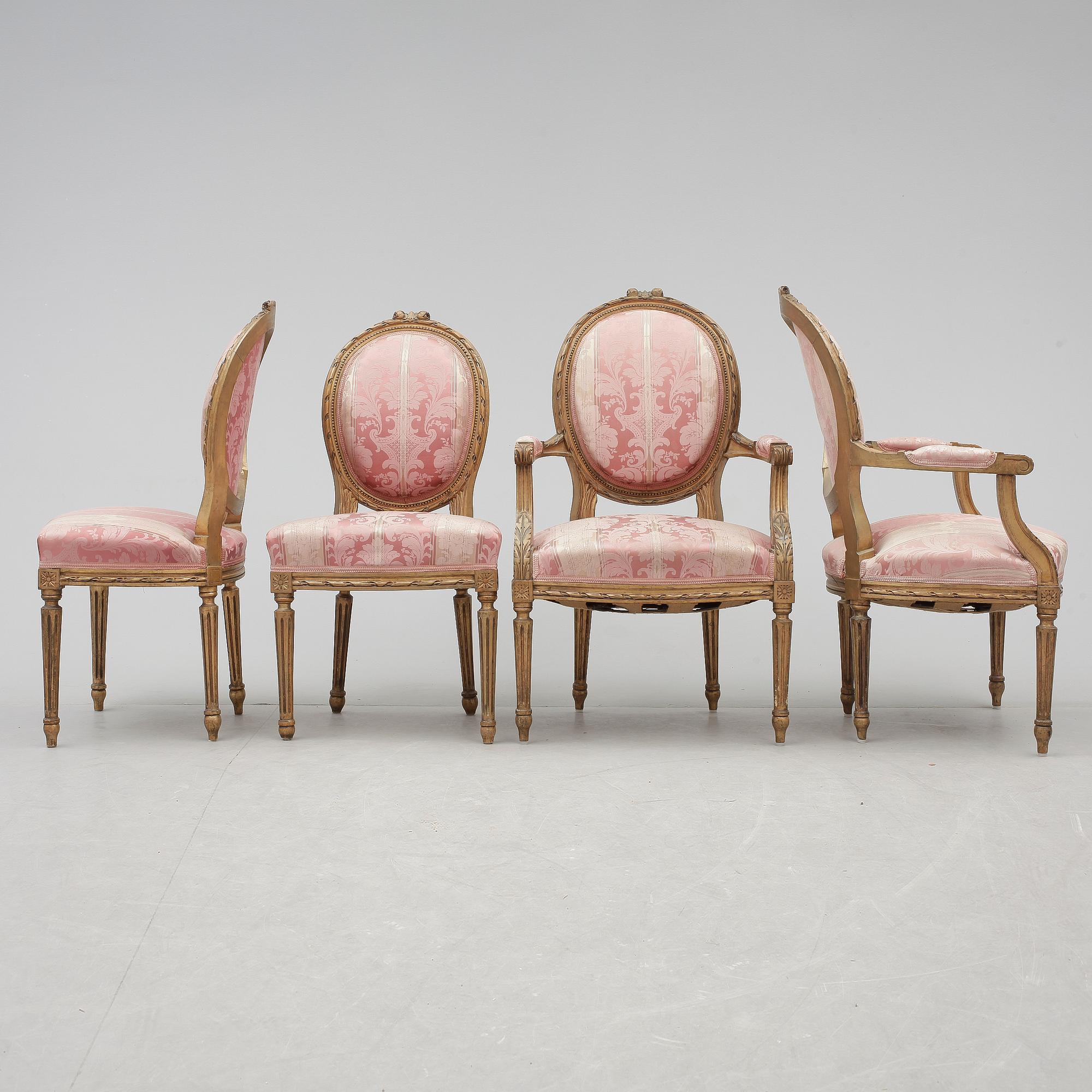 STOLAR, 2+2, Louis XVI-stil, omkring sekelskiftet 1900.