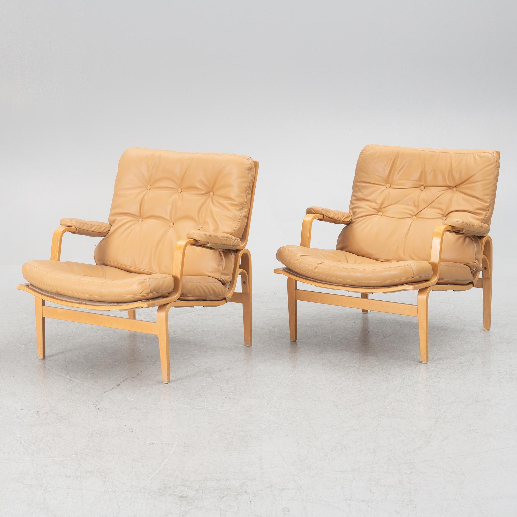 Bruno Mathsson, a pari of 'Ingrid' easy chairs, Dux.