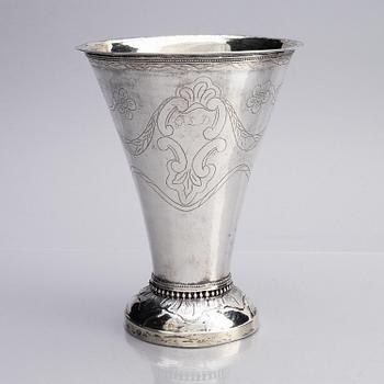 A Swedish 18th Century parcel-gilt silver beaker, mark of Erik Enander, Uppsala 1797.