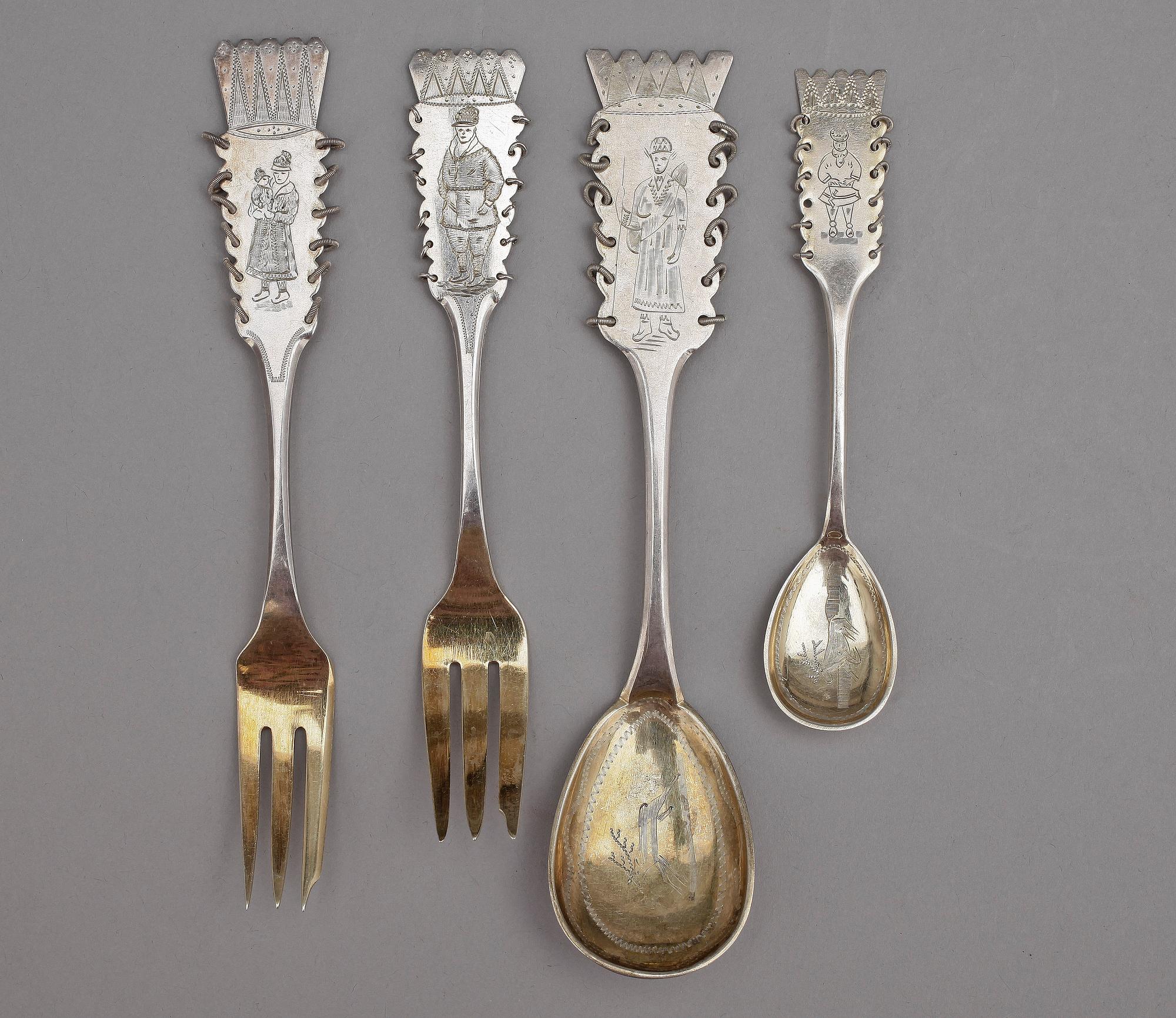 PARTI SILVER, 26 delar, bla Bolindersilver, Sverige, 1900-tal. Totalvikt 480 g.