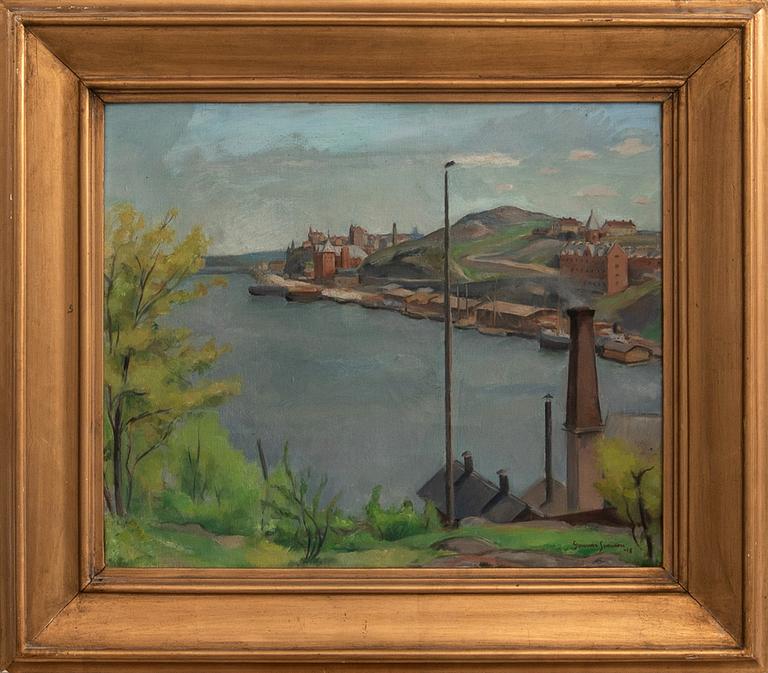 Gunnar Svensson, View from Långholmen over the Münchenbryggeriet in Stockholm.