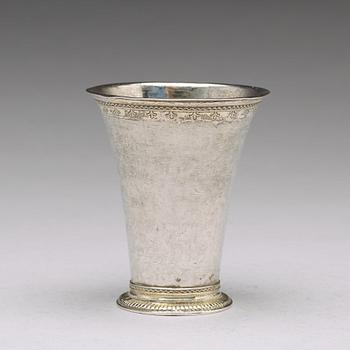 A Swedish 18th century parcel-gilt silver beaker, mark of Henrik Wittkopf, Stockholm 1752.