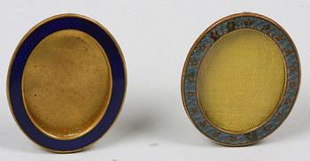 RAMAR, ett par, emalj,mässing, 1800/1900-tal.