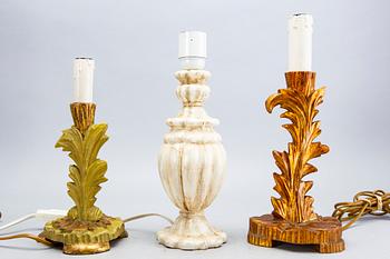 A set of five table lamps from Paoletti, Firenze Italy, mid 20th century.