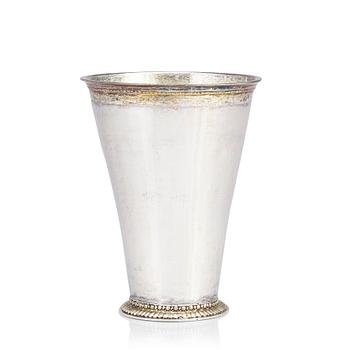 156. A Swedish early 18th century parcel-gilt beaker, marks of Johan Rudman, Gävle (1689-1727).