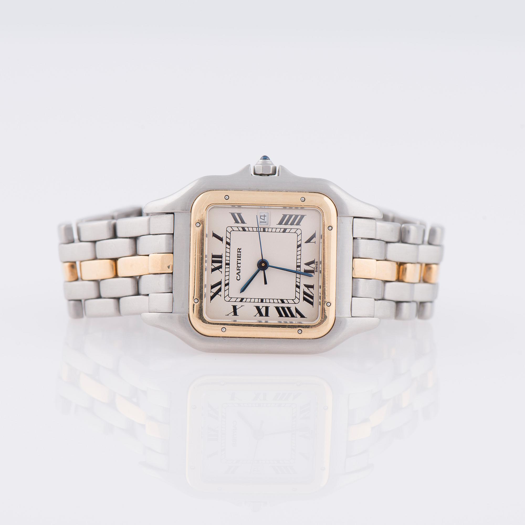ARMBANDSUR, herr, Cartier, Santos, quartz, stål och guld.