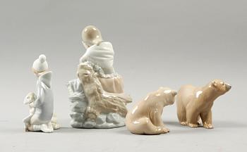 FIGURINER, 4 st, porslin, Lladro.