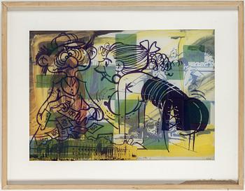 SIGMAR POLKE, Double-sided offset lithograph in colors on tracing paper, 1991, signed and numbered 53/100.