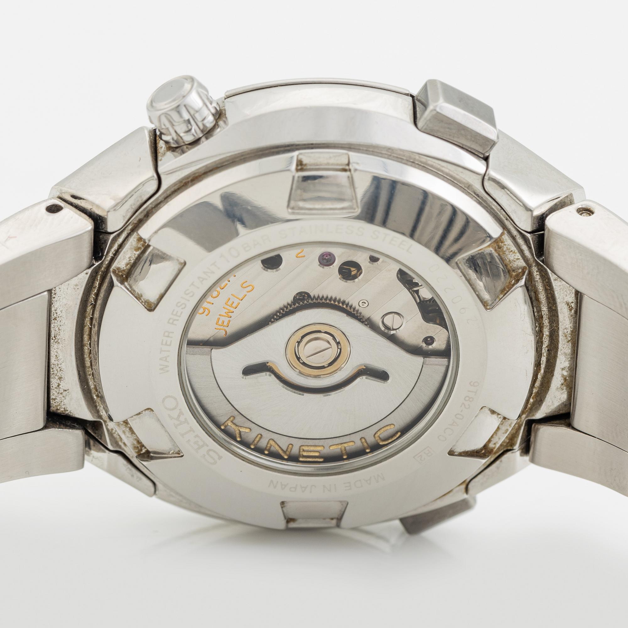 Seiko, Sportura, Kinetic, chronograph, wristwatch, 41 mm.