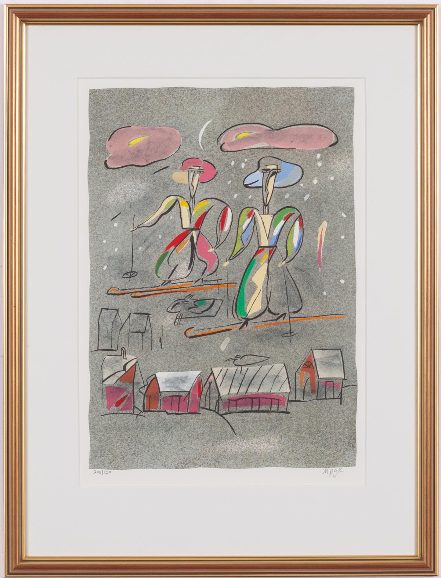 Madeleine Pyk, "Tusen dagar och en dröm", mapp med fyra färglitografier samt bok.